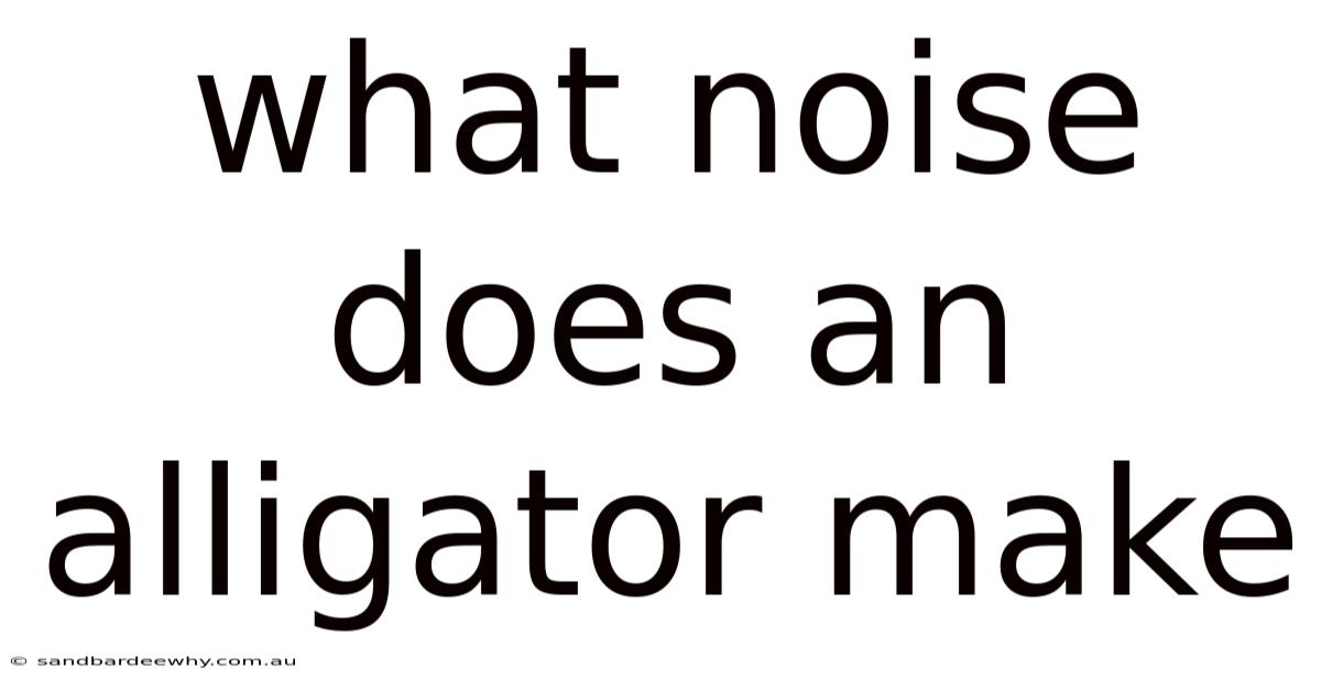What Noise Does An Alligator Make