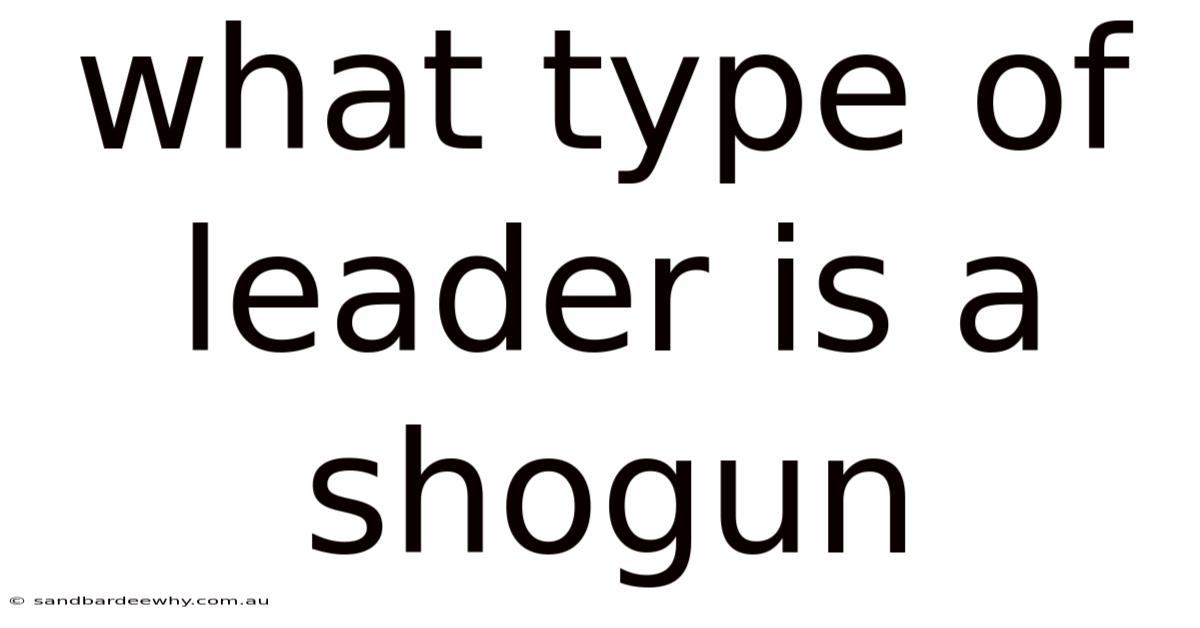What Type Of Leader Is A Shogun