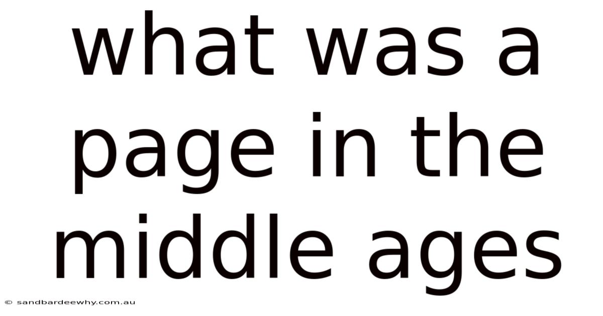 What Was A Page In The Middle Ages