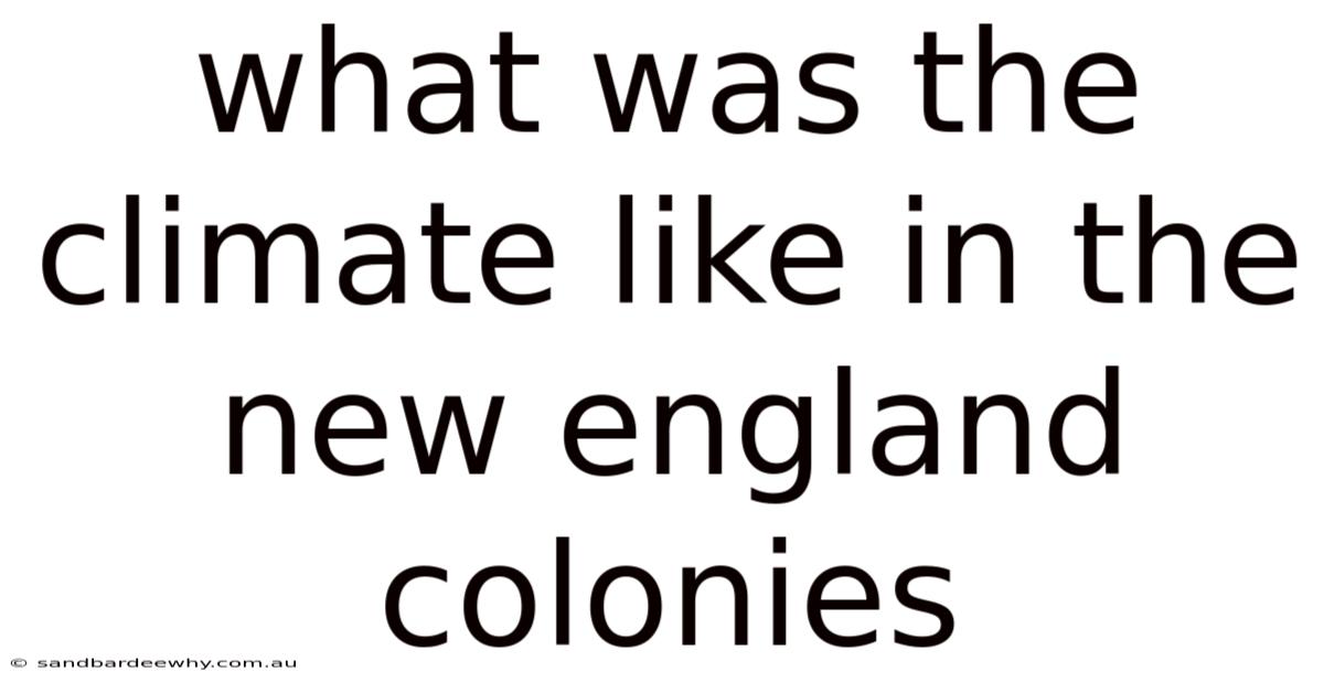 What Was The Climate Like In The New England Colonies