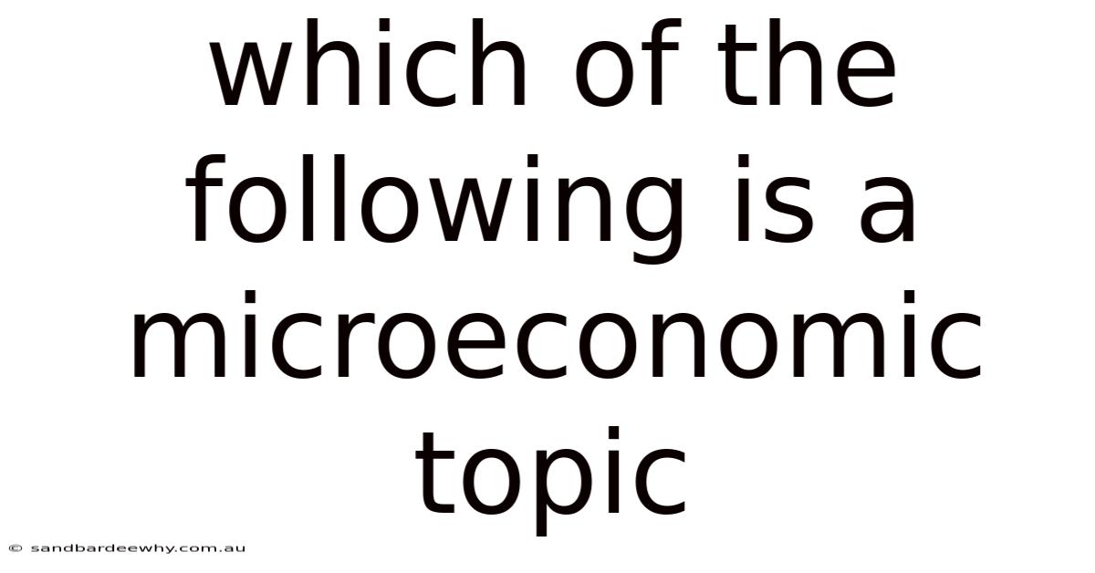 Which Of The Following Is A Microeconomic Topic