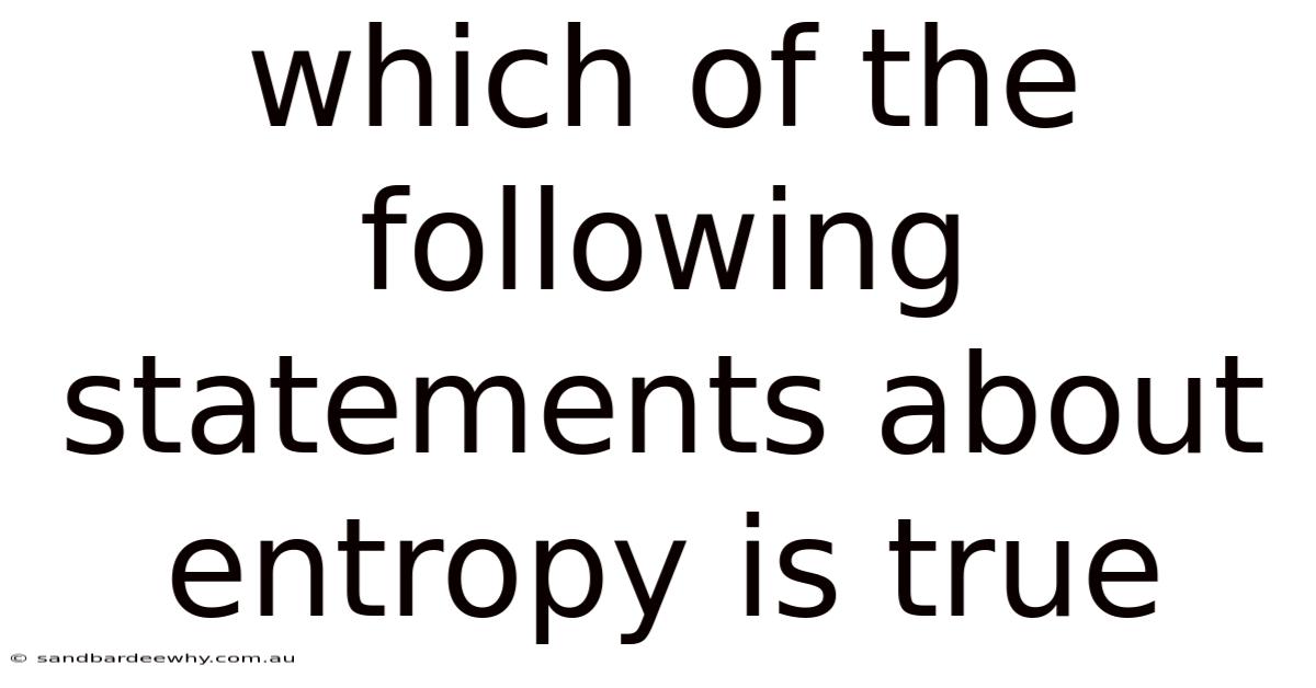Which Of The Following Statements About Entropy Is True