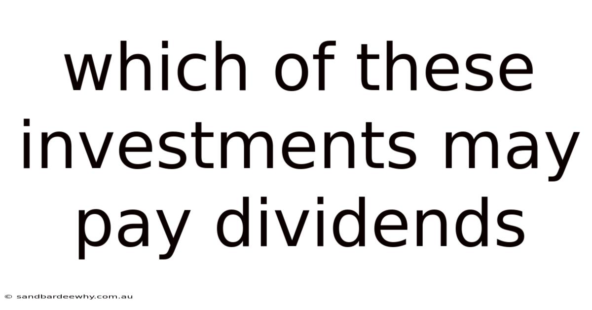 Which Of These Investments May Pay Dividends