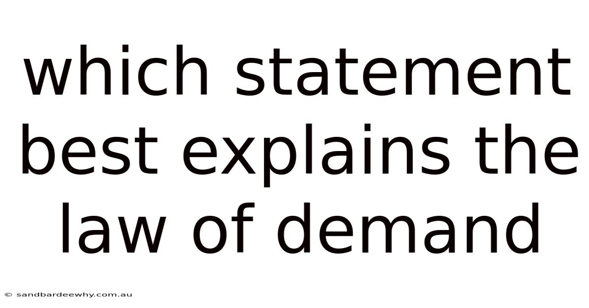 Which Statement Best Explains The Law Of Demand