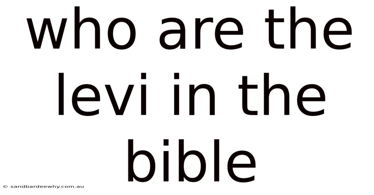 Who Are The Levi In The Bible