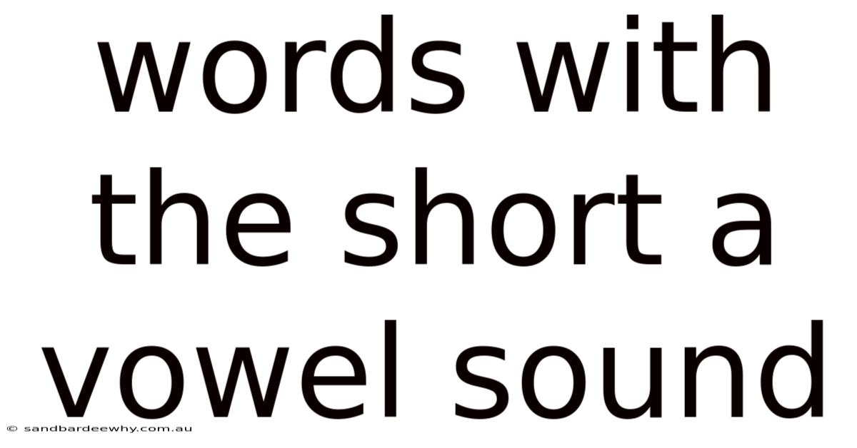 Words With The Short A Vowel Sound